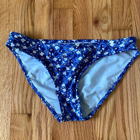 Aerie Small Cobalt Blue with Flowers Swim Bottoms - Picture 3 of 6